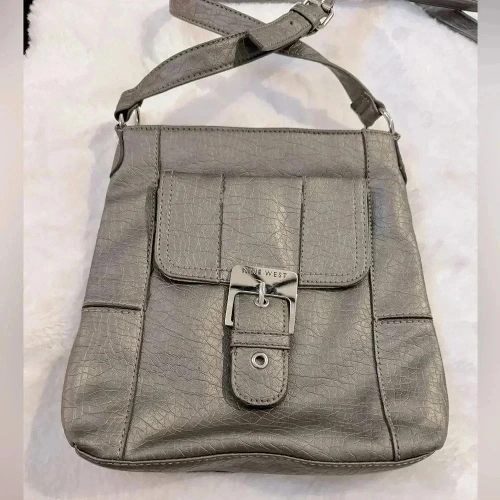 Metallic Nine West Crossbody Purse Gunmetal Gray